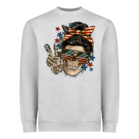 Heather Grey American Mother skull Mother's Day Heavyweight Sweatshirt - FaDigitalArtStudio