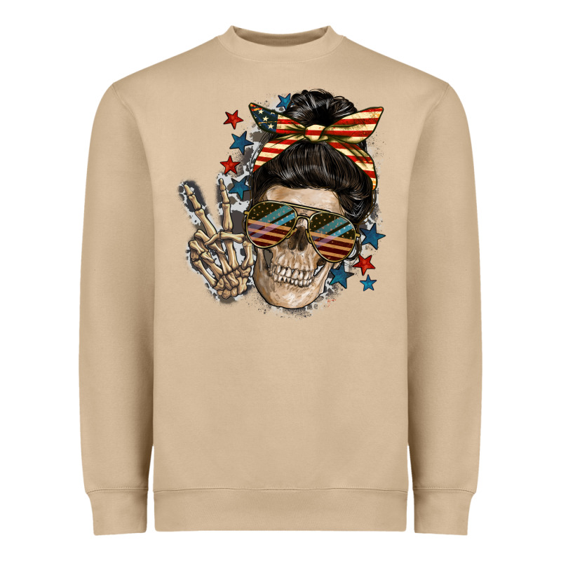 American Mother Skull Mother's Day Heavyweight Sweatshirt by FaDigitalArtStudio | Teevron