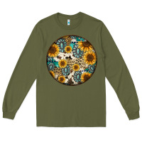 Army Green western pattern circle earrings Long Sleeve Tee - Jasminsmagicworld