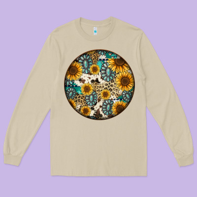 Western Pattern Circle Earrings Long Sleeve Tee Designed By Jasminsmagicworld