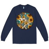 Navy western pattern circle earrings Long Sleeve Tee - Jasminsmagicworld