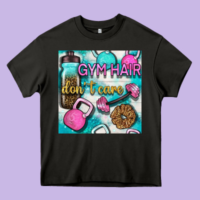 Gym Hair Don't Care Clasp And Water Bottle With Glitter Seamless Patte Heavy Core Tee Designed By Bundleandbundleshop