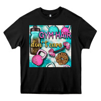 Black gym hair don't care clasp and water bottle with glitter seamless patte Heavy Core Tee - BundleAndBundleShop