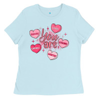 Baby Blue you are enough valentines day Ladies Tee - LillyAllenDesigns
