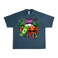 Midnight Navy Halloween lips Urban Heavy Tee - NancyCooperArtShop