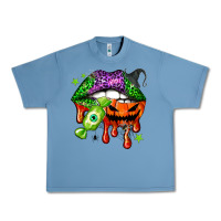 Pebble Blue Halloween lips Urban Heavy Tee - NancyCooperArtShop