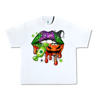 White Halloween lips Urban Heavy Tee - NancyCooperArtShop