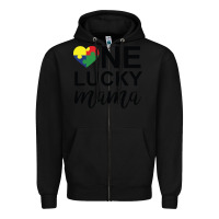 Black one lucky mama Zipper Hoodie - CowhideDigitalArt