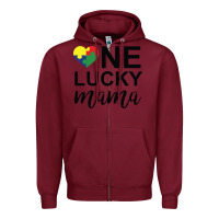 Burgundy one lucky mama Zipper Hoodie - CowhideDigitalArt