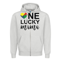 Dove Grey one lucky mama Zipper Hoodie - CowhideDigitalArt
