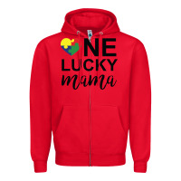 Red one lucky mama Zipper Hoodie - CowhideDigitalArt