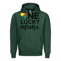 Sports Green one lucky mama Zipper Hoodie - CowhideDigitalArt