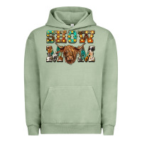 Pigment Oil Green show mom scottish cattle Urban Hoodie - BarkalooDesign