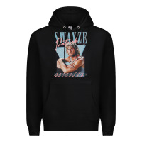 Black patrick swayze 90s styled retro graphic design gift Premium Hoodie - lanVoArt