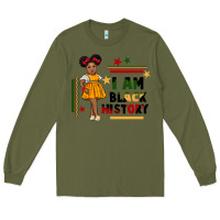Army Green i am black history black girl peekaboo juneteenth Long Sleeve Tee - CowGirlArtShop