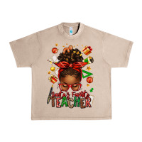 French Oak santa's favorite teacher afro messy bun Urban Heavy Tee - texasbilliewilder