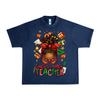 Navy santa's favorite teacher afro messy bun Urban Heavy Tee - texasbilliewilder