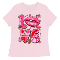 Bubblegum Pink love with lips Ladies Tee - LillyAllenDesigns
