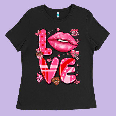 Love With Lips Ladies Tee Designed By Lillyallendesigns