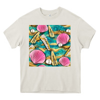 Cream hair clasp and sea shells with leopard beach seamless pattern bbs Heavy Core Tee - BundleAndBundleShop