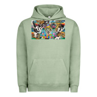 Pigment Oil Green happy birthday alpaca blue cup Urban Hoodie - BarkalooDesign