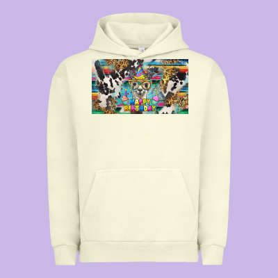Happy Birthday Alpaca Blue Cup Urban Hoodie Designed By Barkaloodesign