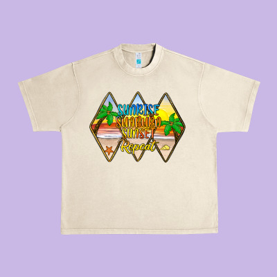 Sunrise Sunburn Sunset Repeat Urban Heavy Tee Designed By Jahusdesignshop