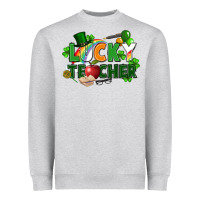 Heather Grey lucky teacher St. Patricks Day Heavyweight Sweatshirt - FaDigitalArtStudio