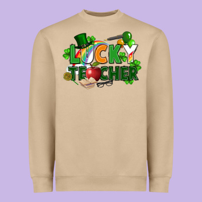 Lucky Teacher St. Patricks Day Heavyweight Sweatshirt Designed By Fadigitalartstudio