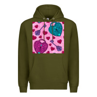 Army Green valentines day lock and key seamless pattern Premium Hoodie - BundleAndBundleShop