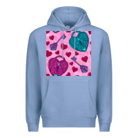 Colony Blue valentines day lock and key seamless pattern Premium Hoodie - BundleAndBundleShop