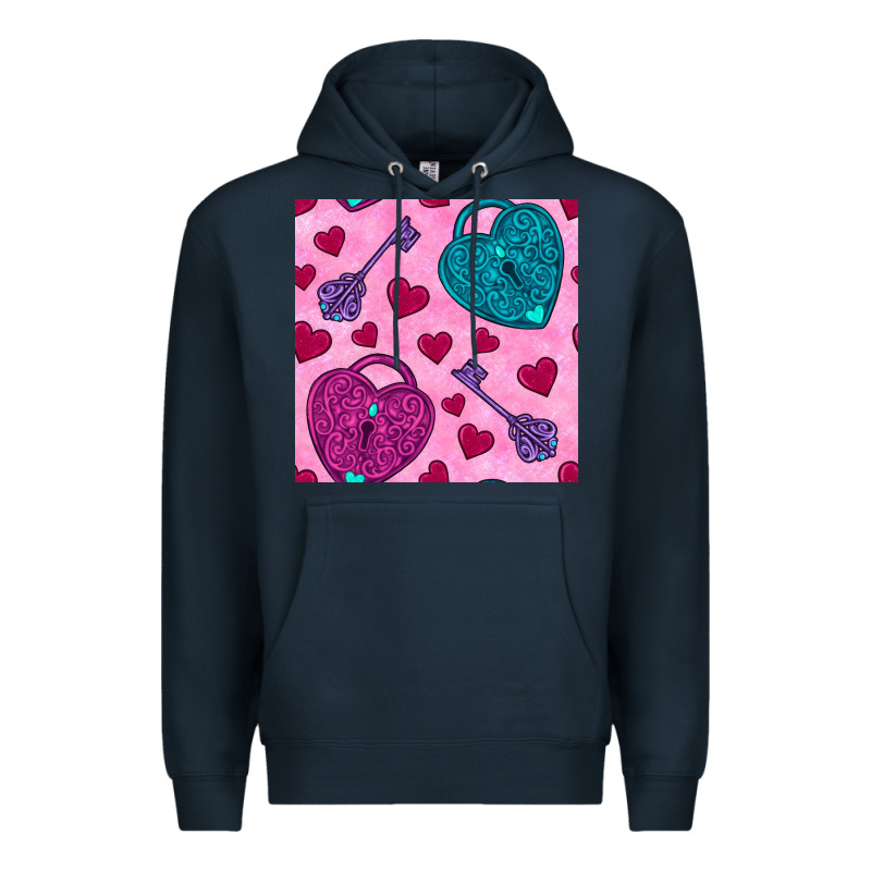 Valentines Day Lock And Key Seamless Pattern Premium Hoodie by BundleAndBundleShop | Teevron