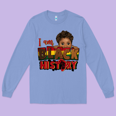 I Am Black History Black Boy Peekaboo Juneteenth Long Sleeve Tee Designed By Cowgirlartshop