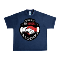 Navy awesome down with my demons  for gift adult and kids men women  2021 Urban Heavy Tee - lanVoArt