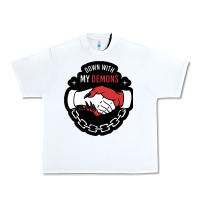 White awesome down with my demons  for gift adult and kids men women  2021 Urban Heavy Tee - lanVoArt