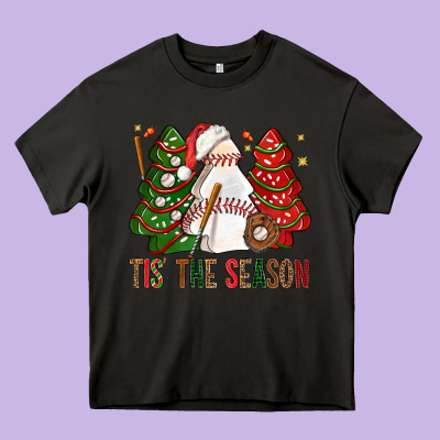 Tis' The Season Baseball Christmas Cakes Bbs Heavy Core Tee Designed By Bundleandbundleshop