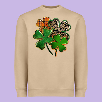 Leopard Shamrock St. Patricks Day Heavyweight Sweatshirt Designed By Fadigitalartstudio