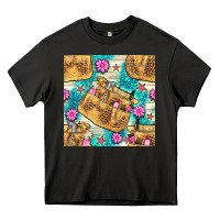 Asphalt hairdresser apron and flowers with turquoise glitter seamless pattern  Heavy Core Tee - BundleAndBundleShop