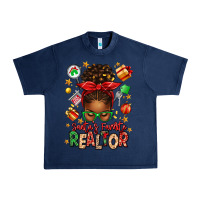 Navy santas favorite realtor messy bun Urban Heavy Tee - texasbilliewilder