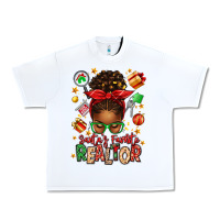 Santas Favorite Realtor Messy Bun Urban Heavy Tee | Teevron