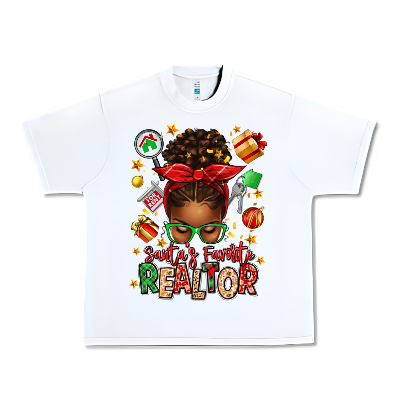 Santas Favorite Realtor Messy Bun Urban Heavy Tee by texasbilliewilder | Teevron