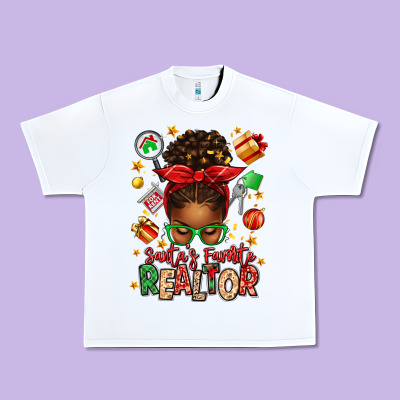 Santas Favorite Realtor Messy Bun Urban Heavy Tee Designed By Texasbilliewilder