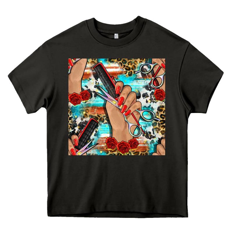 Hairdresser Hand Scissors And Roses With Serape Leopard And Cowhide Se Heavy Core Tee by BundleAndBundleShop | Teevron
