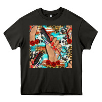 Asphalt hairdresser hand scissors and roses with serape leopard and cowhide se Heavy Core Tee - BundleAndBundleShop