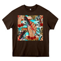Chocolate Brown hairdresser hand scissors and roses with serape leopard and cowhide se Heavy Core Tee - BundleAndBundleShop