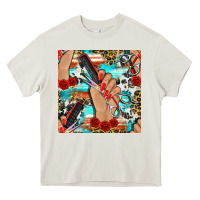 Cream hairdresser hand scissors and roses with serape leopard and cowhide se Heavy Core Tee - BundleAndBundleShop