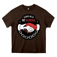 Chocolate Brown awesome down with my demons  for gift adult and kids men women  2021 Heavy Core Tee - lanVoArt