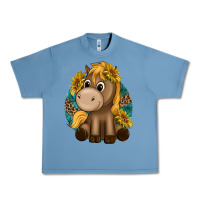 Pebble Blue cute baby horse amd sunflowers Urban Heavy Tee - texasbilliewilder