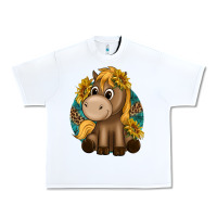 White cute baby horse amd sunflowers Urban Heavy Tee - texasbilliewilder