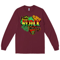 Burgundy i am black history Long Sleeve Tee - CowGirlArtShop